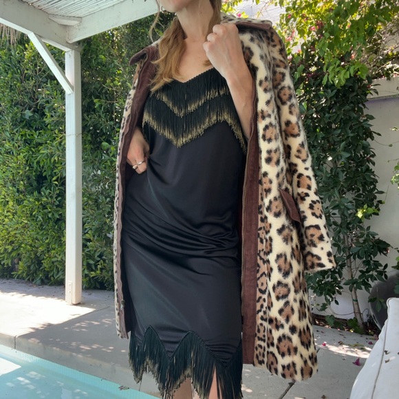 70s Does 20s VTG Black Flapper Slip - Picture 7 of 8